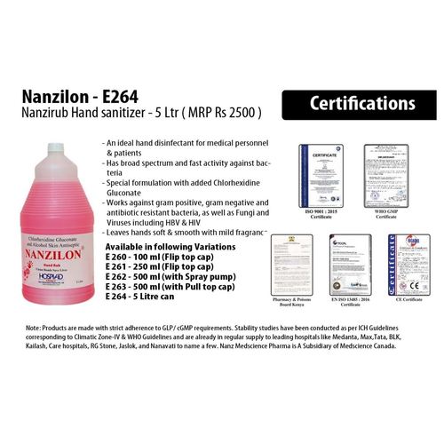 NANZILON HAND RUB Chlorhexidine Gluconate & Alcohol Skin Antiseptic Solution