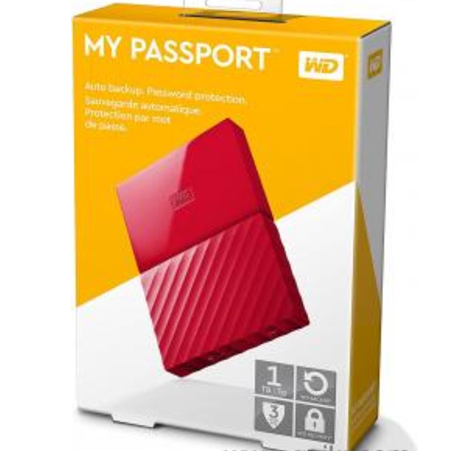 WD  My Passport Portable External Hard Drive - with Automatic Backup, 256Bit AES Hardware Encryption & Software Protection