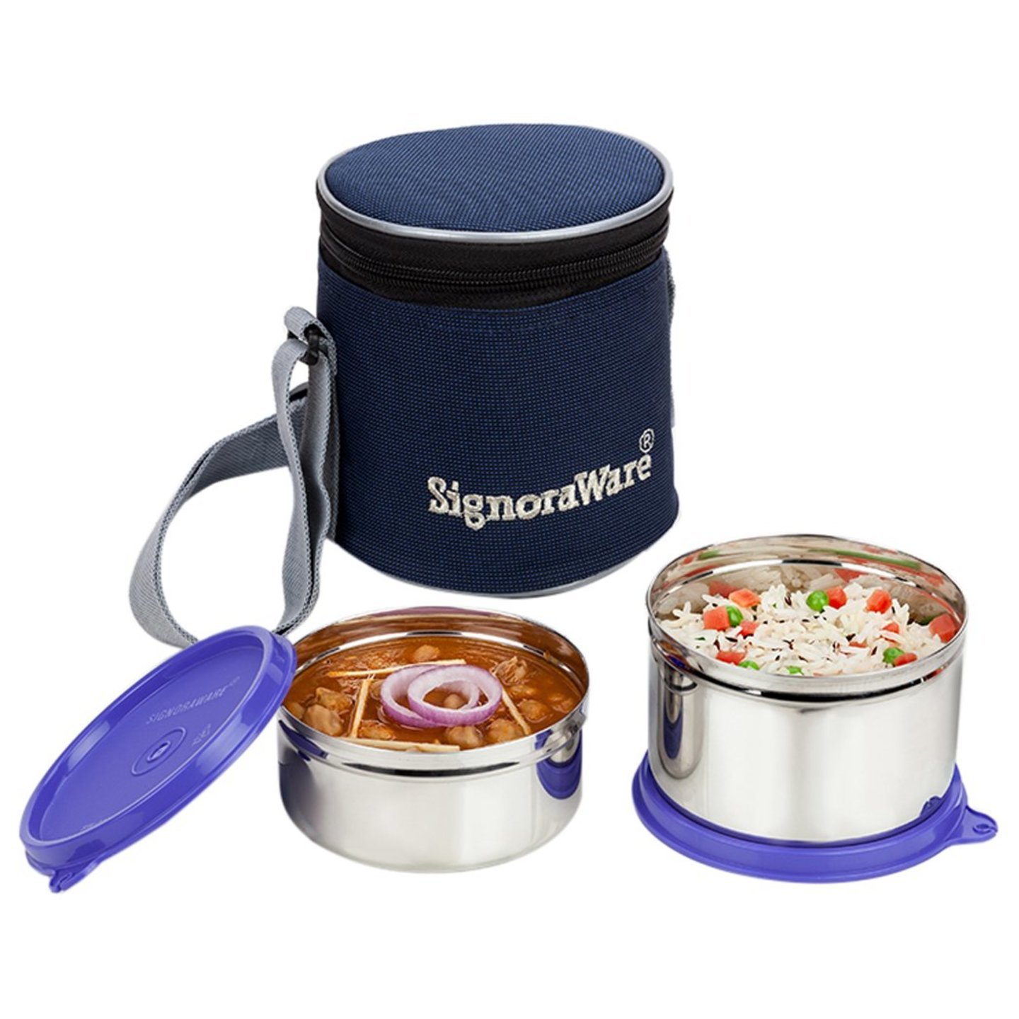 Signoraware Executive Stainless Steel Lunch Box Set, Set of 2,