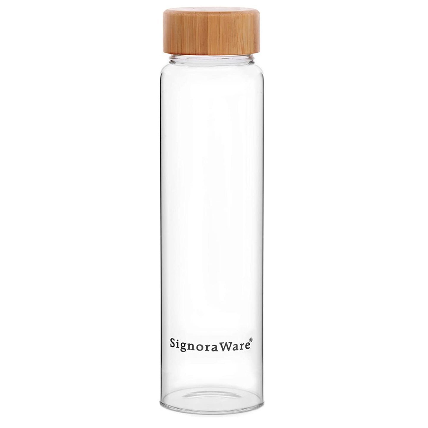 Signoraware Bamboo Borosilicate glass Bottle, 1ltr, Transparent