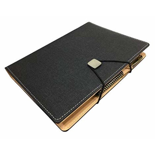 SMKT™ String Tie A5 Planner Organizer UNDATED Handy Executive Organizer-Planner/Designer Faux LeatherA5 Size 6 Ring Binder/Card-Document Holder for Conference/Meeting with Pen (N120- Jute Grey)