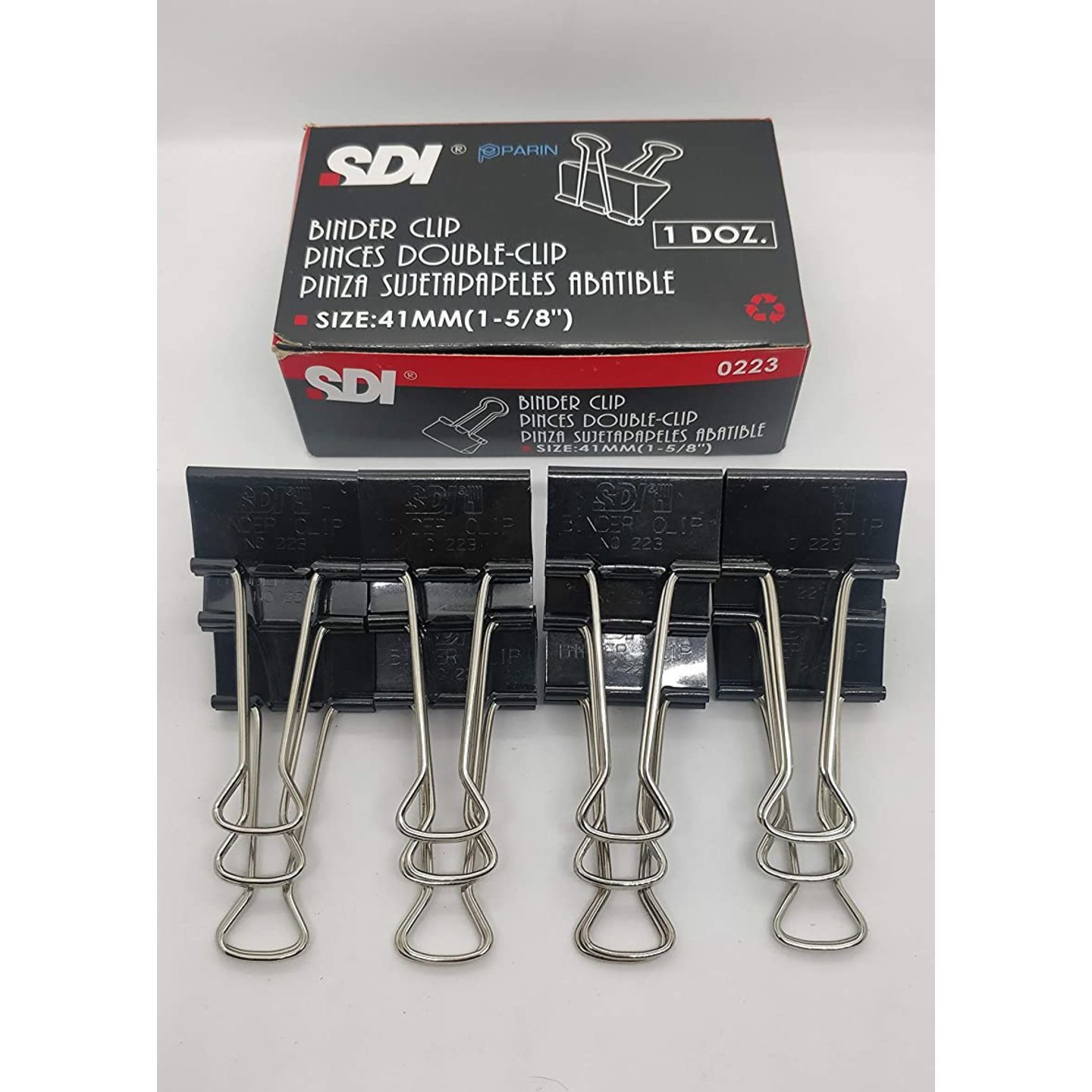 SDI 0223 Binder Clips 41Mm, Sturdy, Durable, High Clamping, Premium Quality, Set of 1 Dozen(12Pcs)