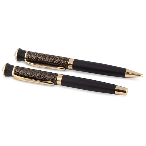 Submarine Designer Pens Set Studded with Swarovski Crystal ball pen and roller pen packaging (Black Gold) -Set of 2 piece