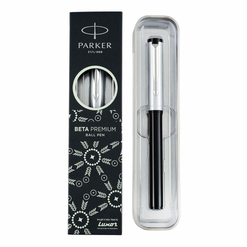 Parker Moments Beta Premium Chrome Trim Ball Pen (Silver)