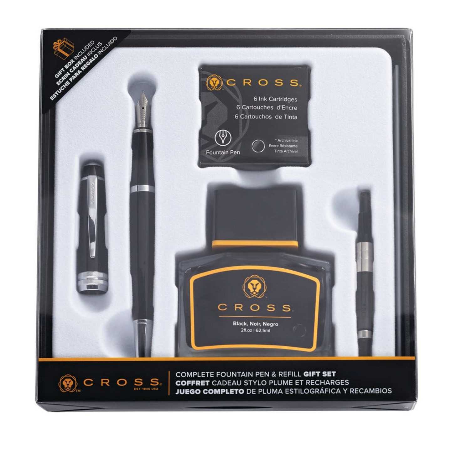 Cross Bailey Black Lacquer Fountain Pen Gift Set