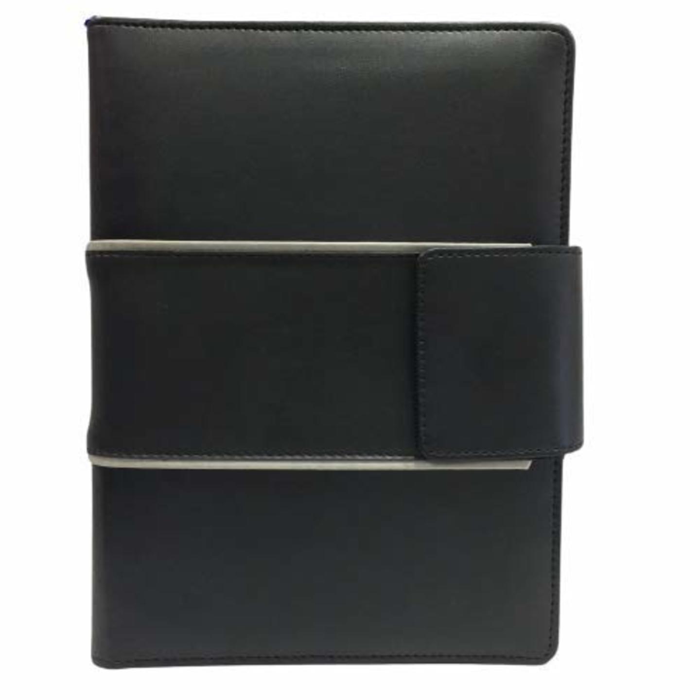 SMKT™2021 Dated Handy Executive Organizer-Planner/Designer Faux LeatherA5 Size 6 Ring Binder/Daily Day Planner, Business Diary, Card-Document Holder for Conference/Meeting with Pen (E509-BLACK)