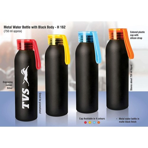 Power Plus Metal water bottle with black body 750 ml approx