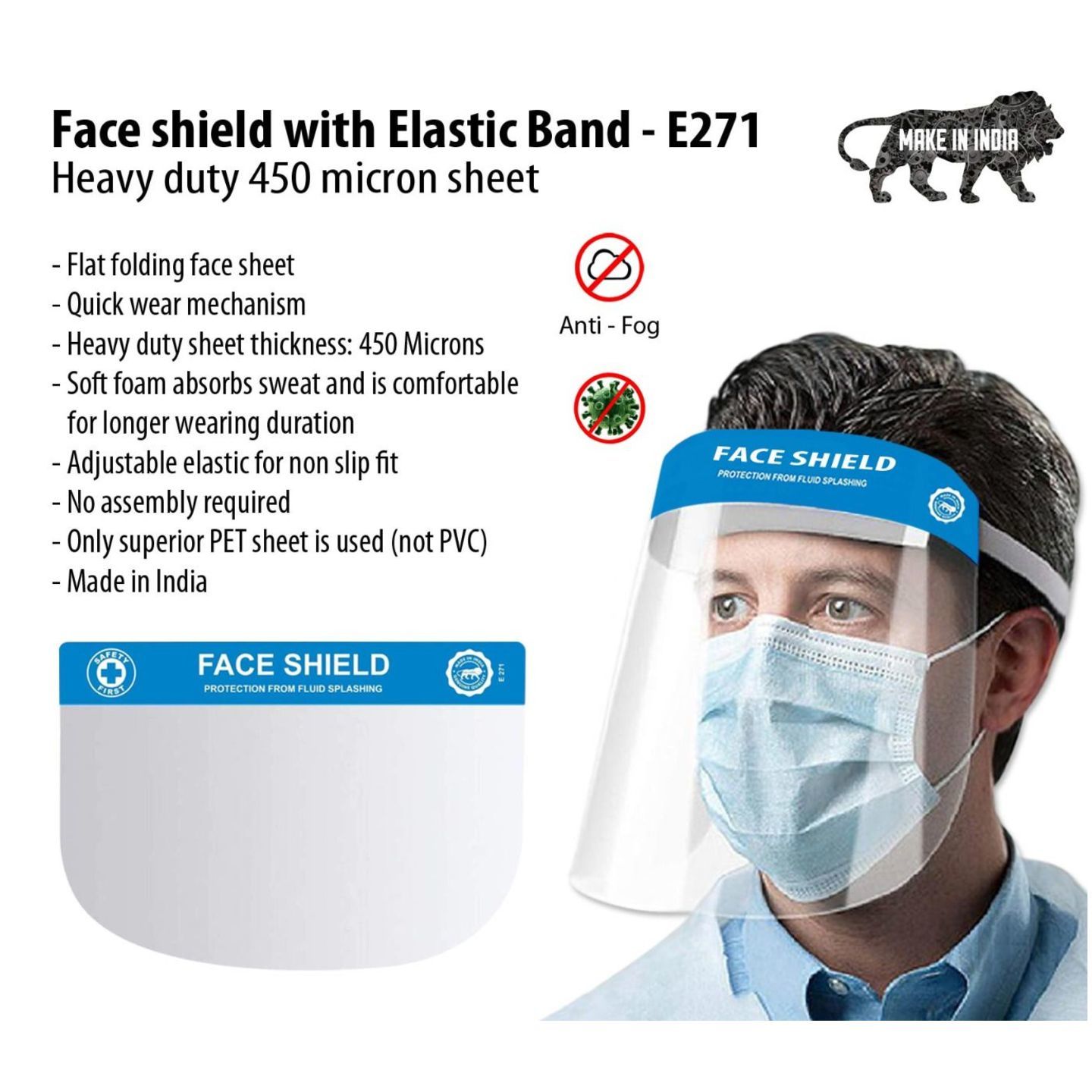 FACE SHIELD WITH ELASTIC BAND -E271