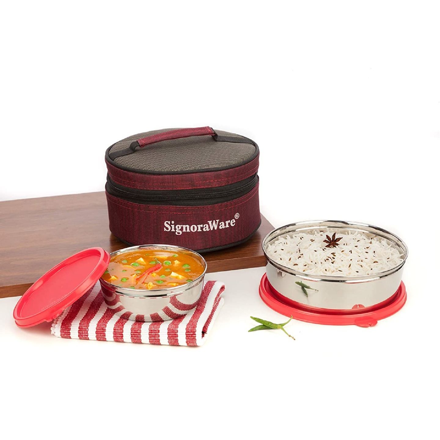 SignoraWare Classic Stainless Steel Lunch Box, 2-Pieces,