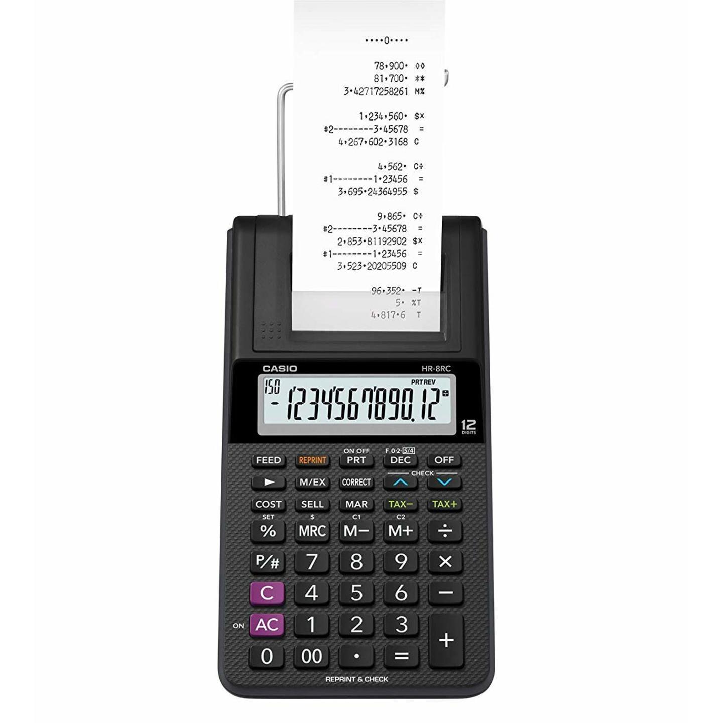 Casio HR-8RC-BK 150 Steps Check & Correct Printing Calculator with Reprint Feature