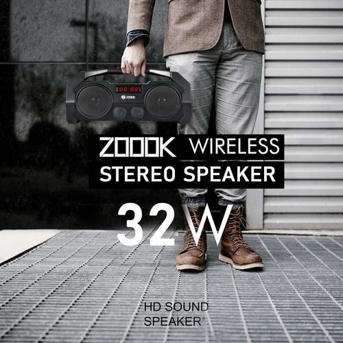 Zoook Rocker Boombox+ 32W Bluetooth Party Speaker with FM/USB/TF/Display/Handsfree Calling (Black)