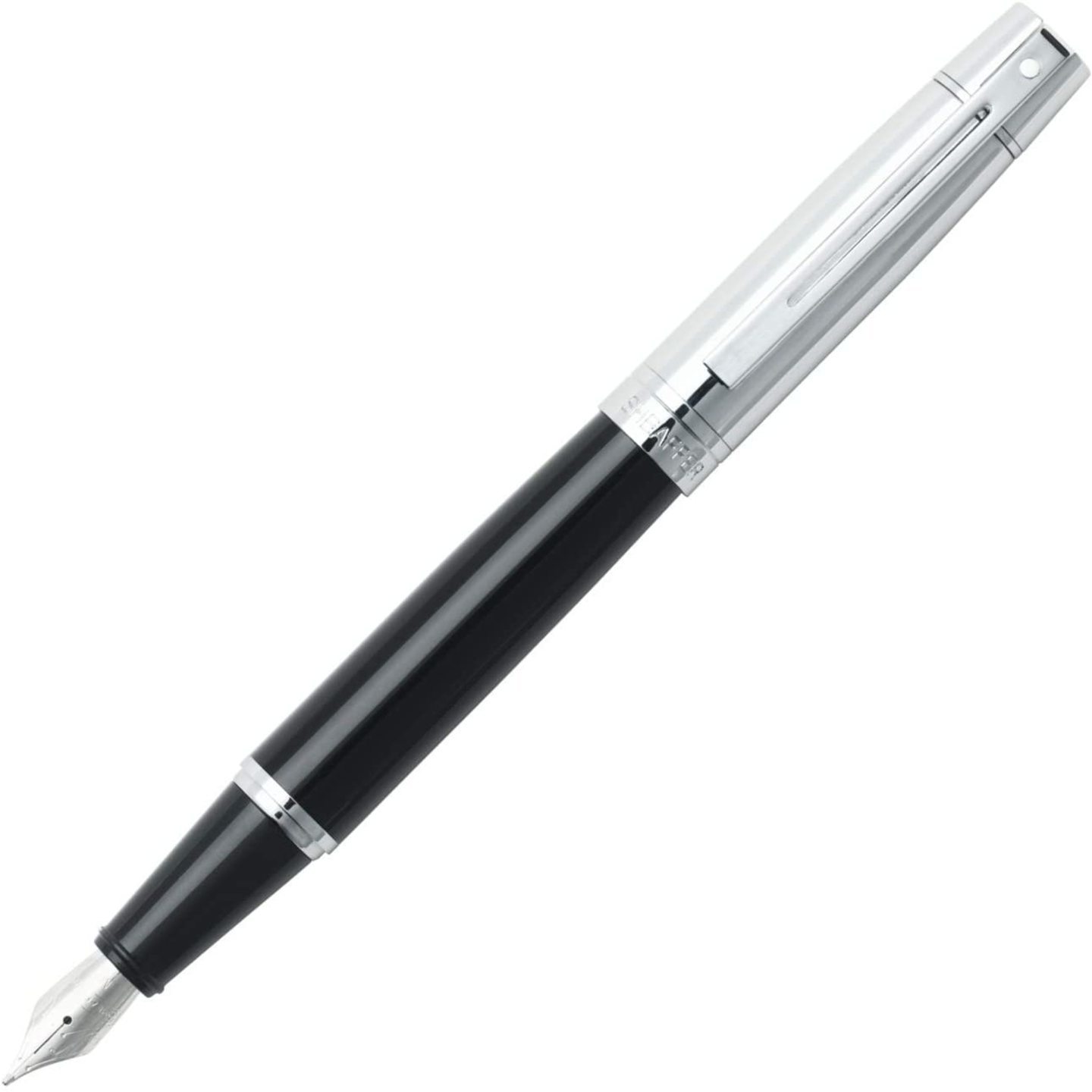  Sheaffer® 300 Glossy Black Barrel and Bright Chrome Cap Fountain Pen