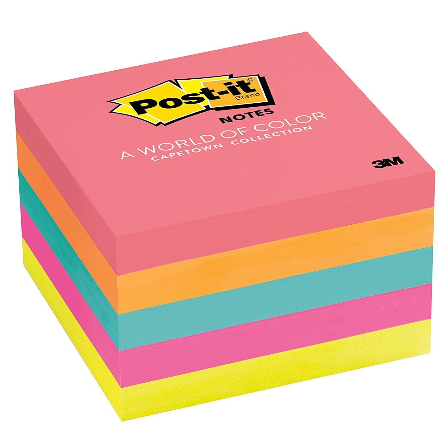 Post-It Notes - 3 inch x 3 inch, Pack of 5 Pads, Neon Multi Color