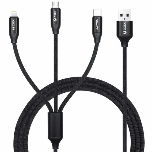 Zoook B3IC 3-in-1 Universal Cable for Android, Apple and Type C - 1.2 Meter Charge and Sync