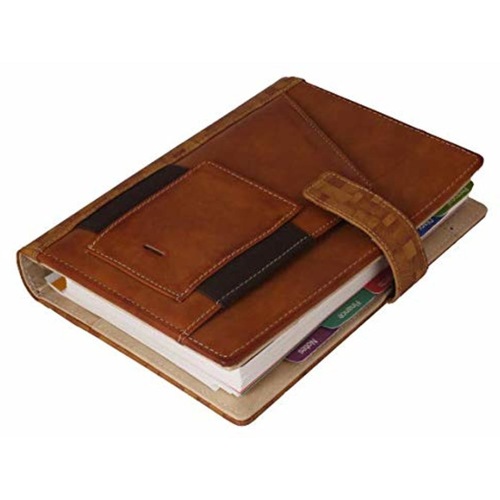 SMKT2021 Dated Handy Executive Organizer-Planner  Mobile Holder  Designer Faux LeatherA5 Size 6 Ring Binder  Daily Day Planner  Card-Document Holder for Conference  Meeting with Pen AJE-1003