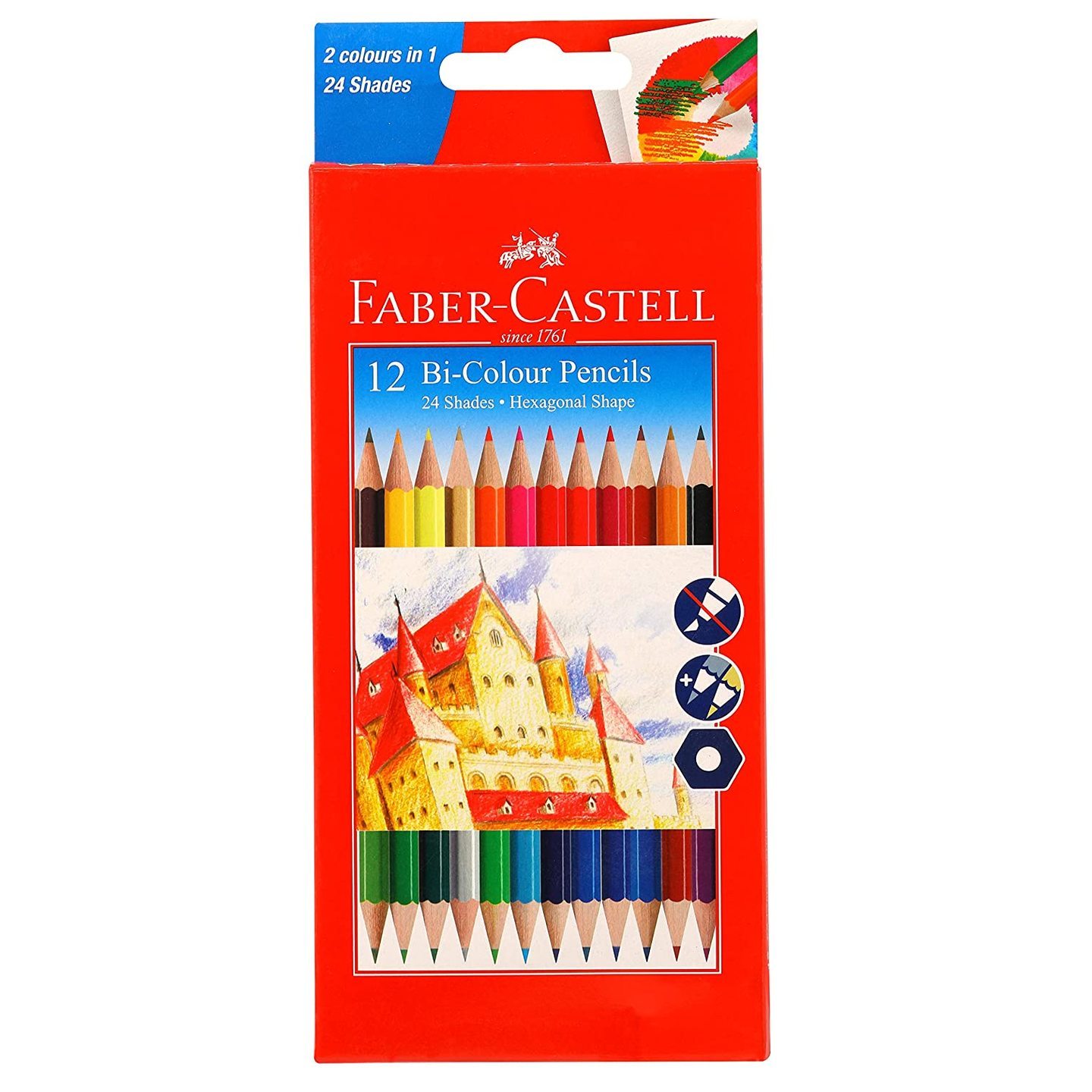 Faber-Castell Bi-Color Pencil Set - Pack of 12 Assorted