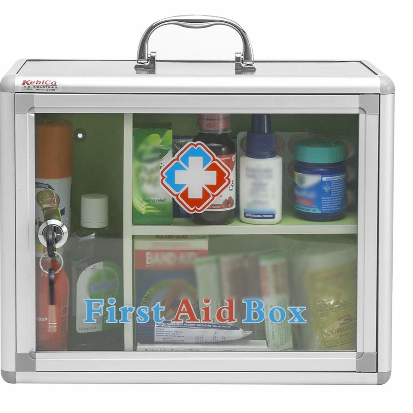 Kebica Emergency First Aid Kit BoxEmergency Medical Box for Home - School - OfficeWall Mountable, 3 Compartment