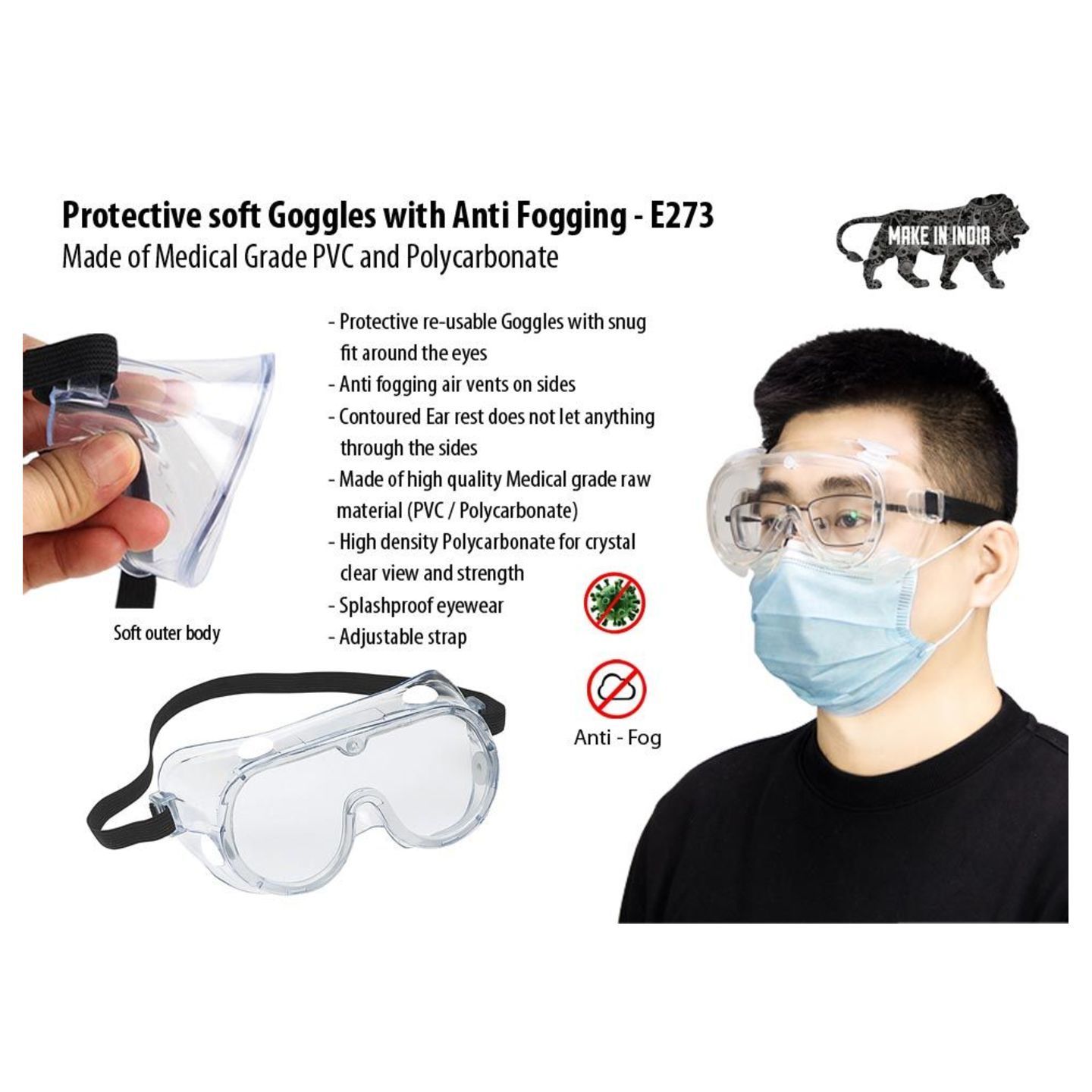 PROTECTIVE SOFT GOGGLES WITH ANTI FOGGING -E273