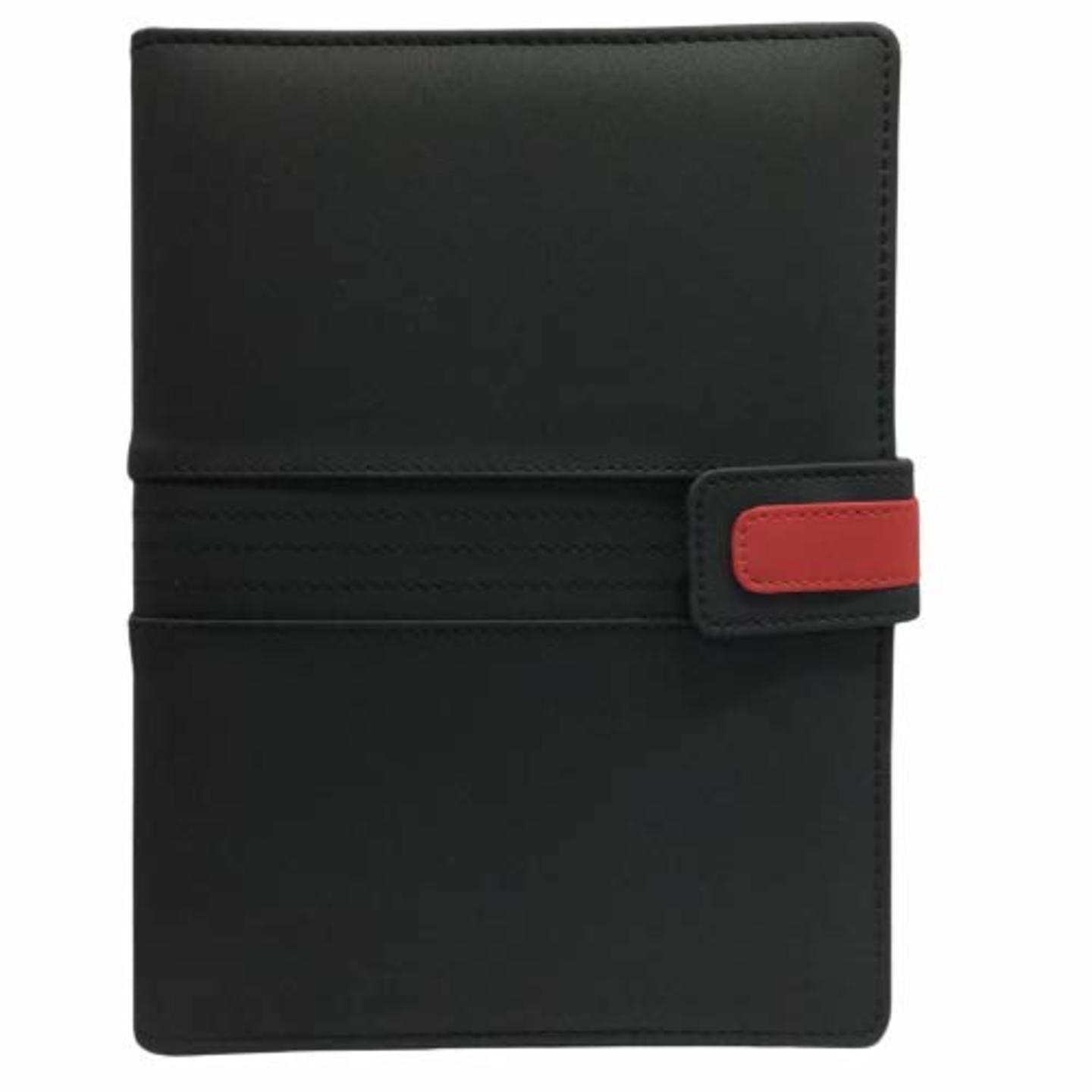 SMKT™2021 Dated Handy Executive Organizer-Planner/Designer Faux LeatherA5 Size 6 Ring Binder/Daily Day Planner, Business Diary, Card-Document Holder for Conference/Meeting with Pen (E534-BLACK)