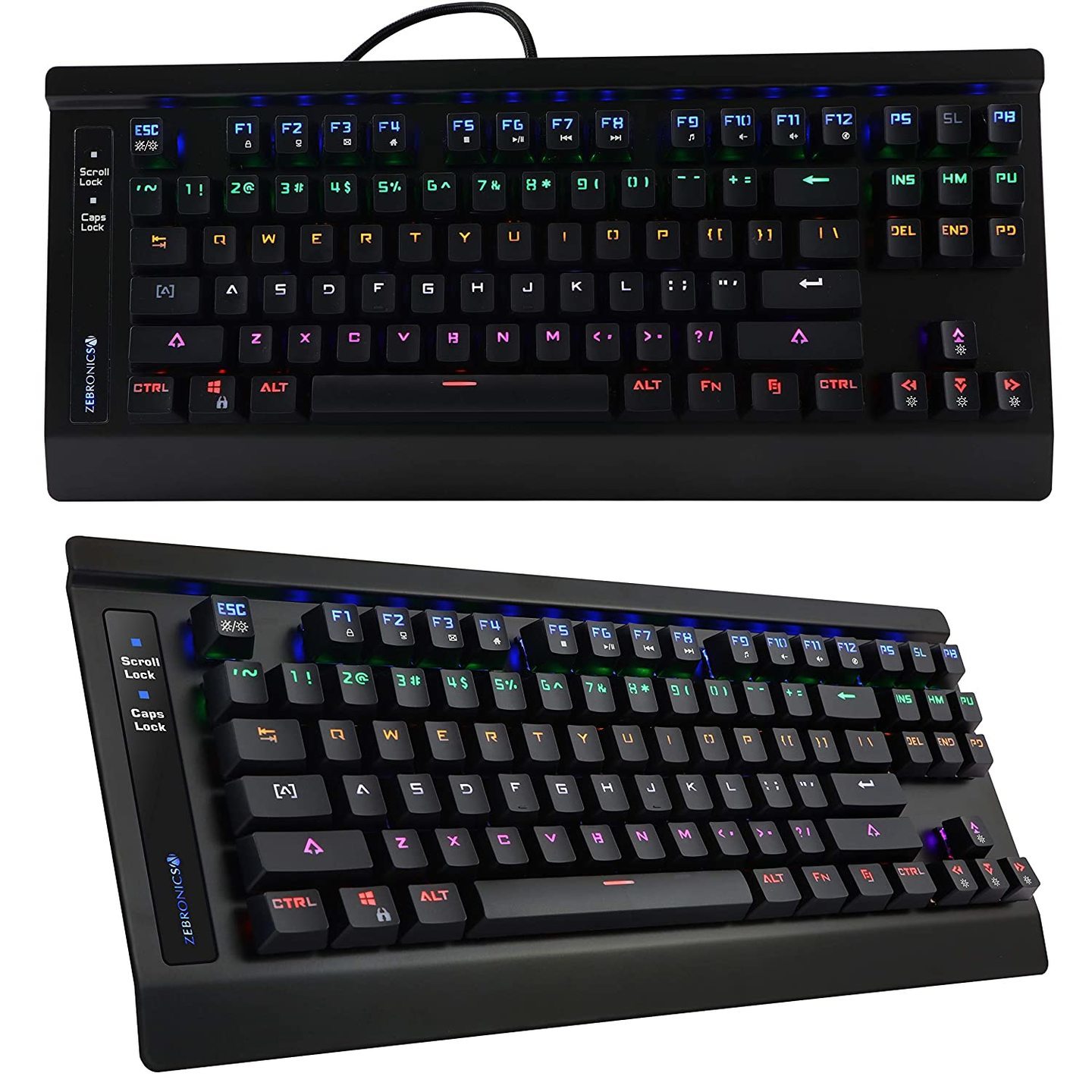 Zebronics Zeb Max - USB Mechanical Gaming Keyboard with Multi Color LED Lights & 1.8 Metre Braided Cable Black