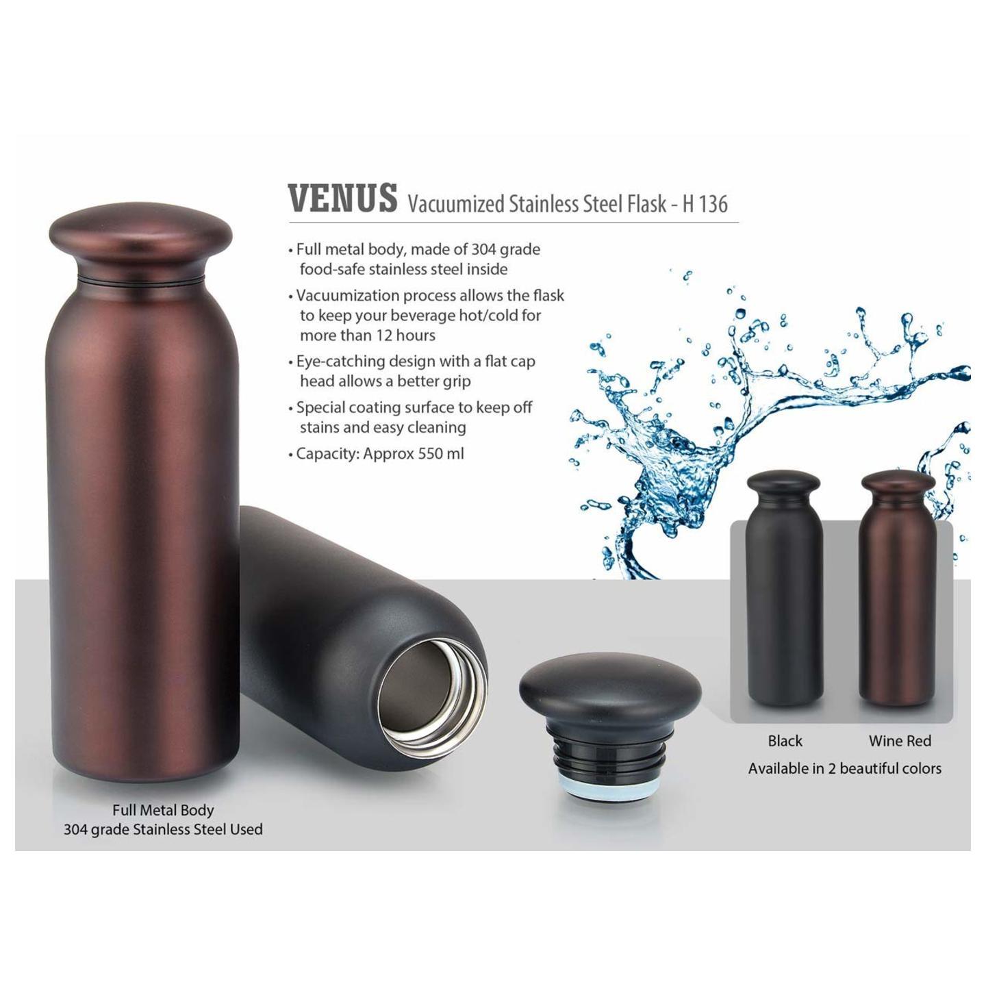 Power Plus Venus VACUUMIZED Stainless Steel Flask 550 ML Approx