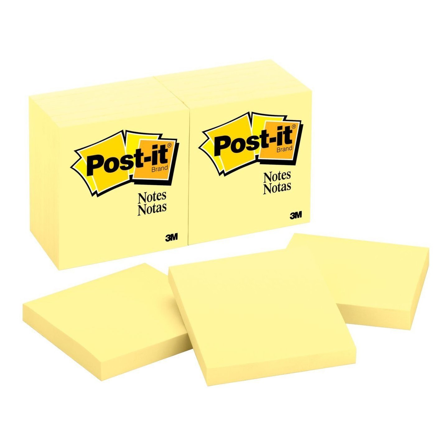 Post-It Notes - 3 inch x 3 inch, Pack of 12, Canary Yellow