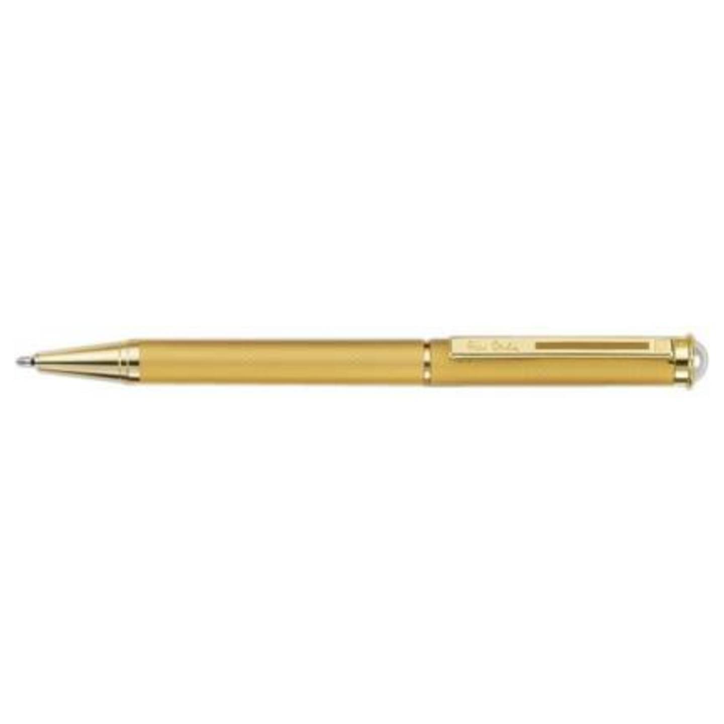 Pierre Cardin Pearl Series Satin Gold Metal Body, Gold Trim Blue Ink, Ball Pen