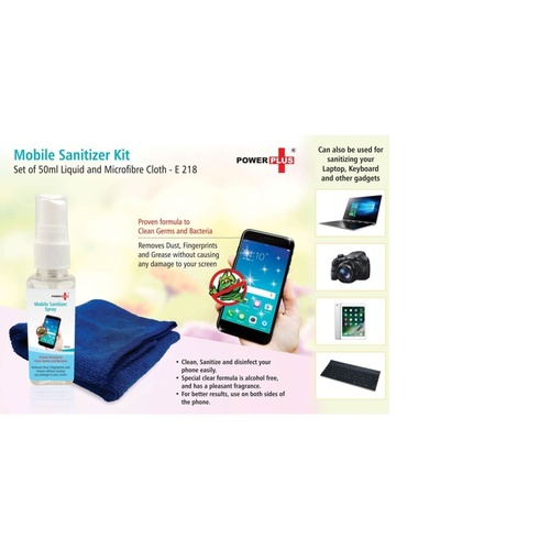Mobile sanitizer kit Set of 50ml liquid and microfibre cloth