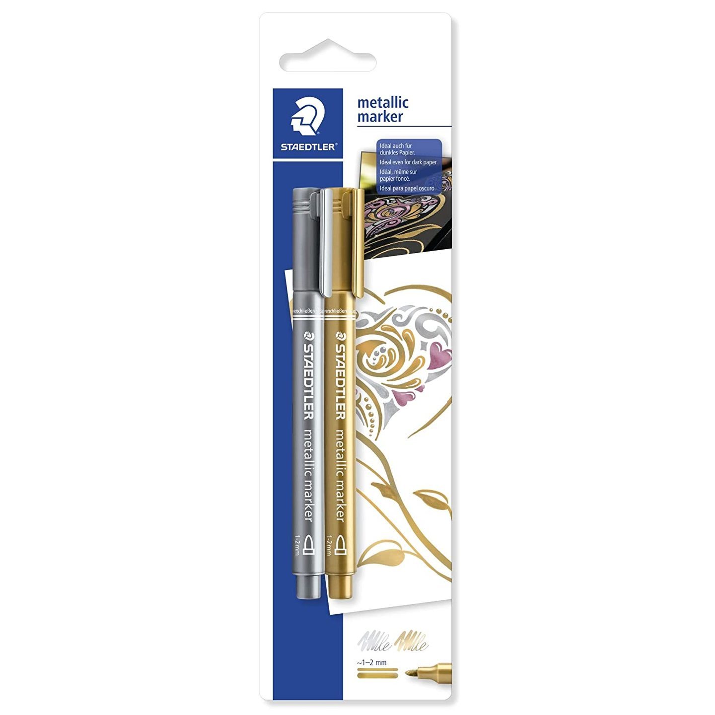 Staedtler 8323-SBK2 Metallic Marker - Pack of 2 (Gold/Silver)