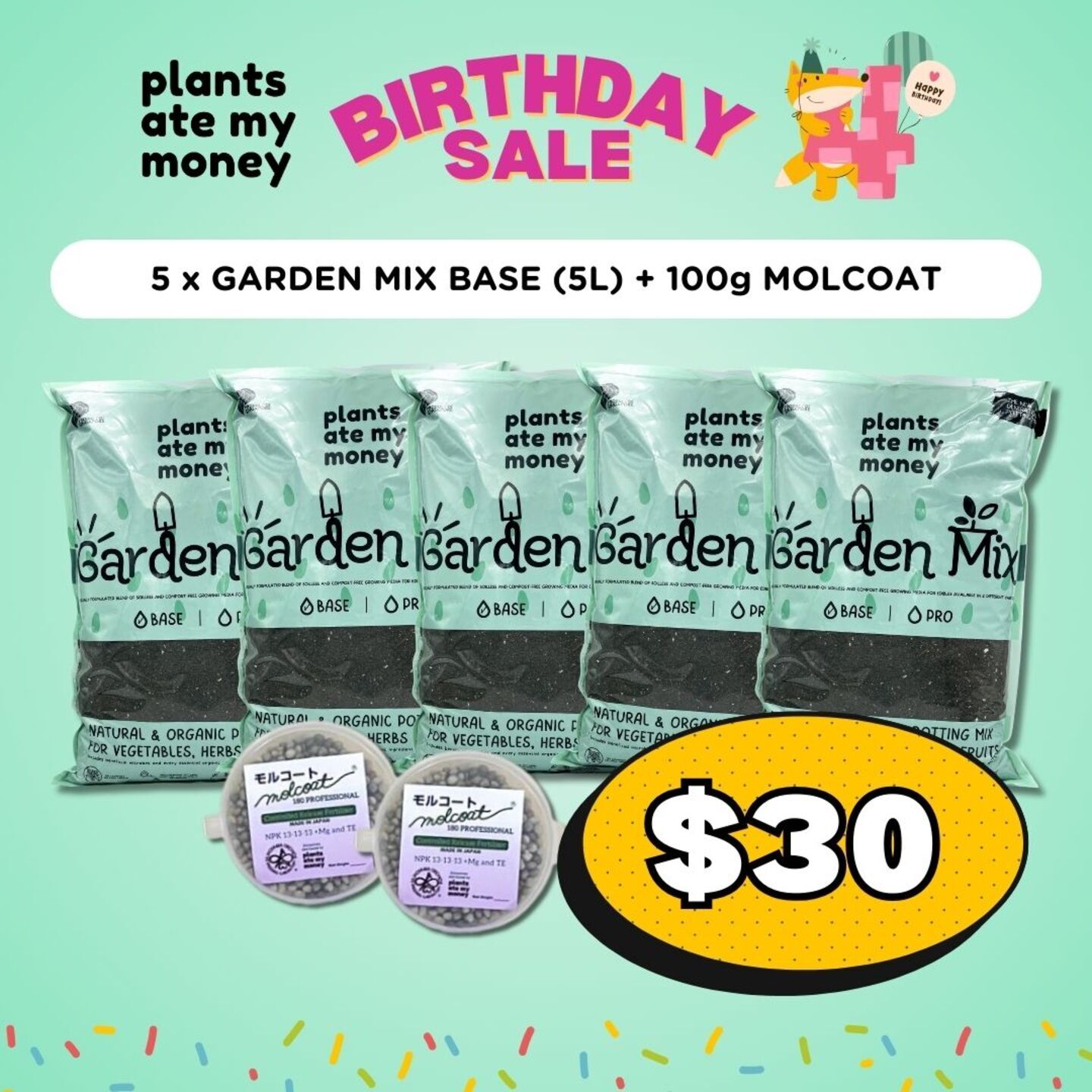 5 x GARDEN MIX BASE 5L + 100g MOLCOAT