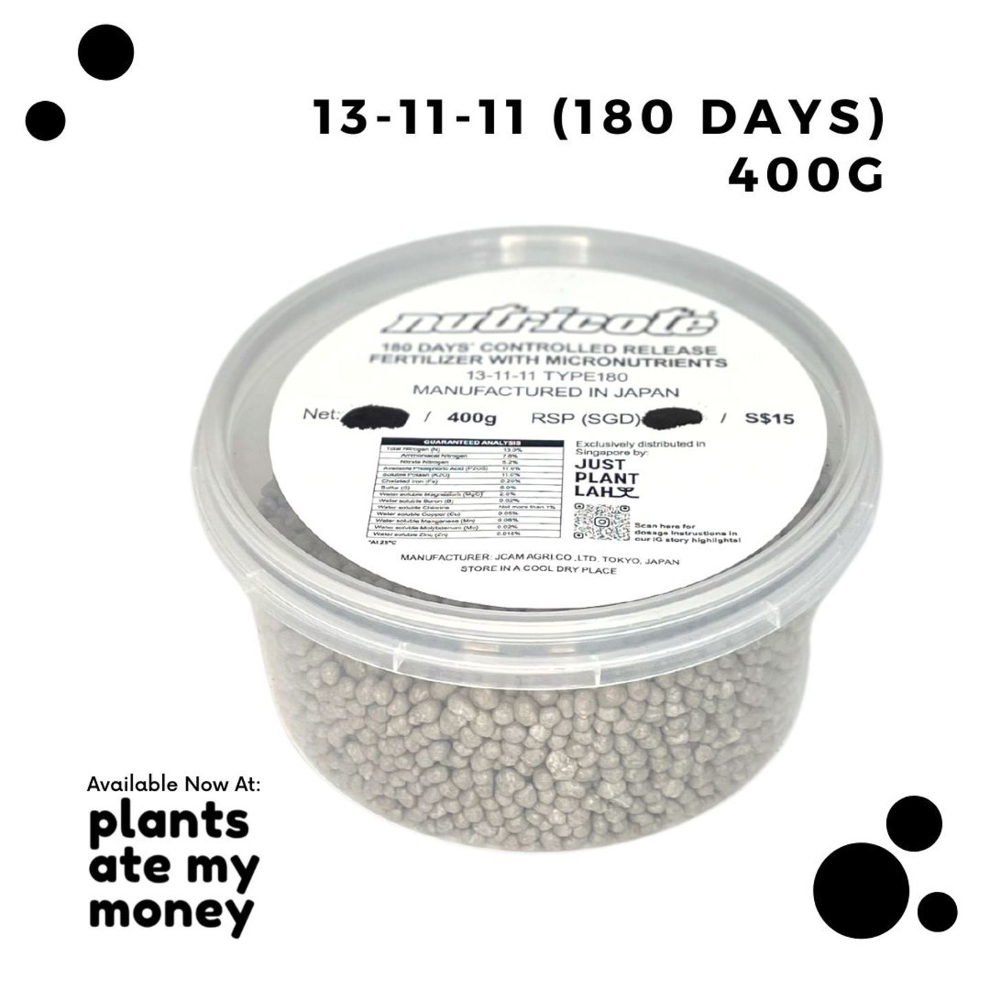 400g - 13-11-11 180 Days Nutricote Controlled Release Fertilizer with Micronutrients