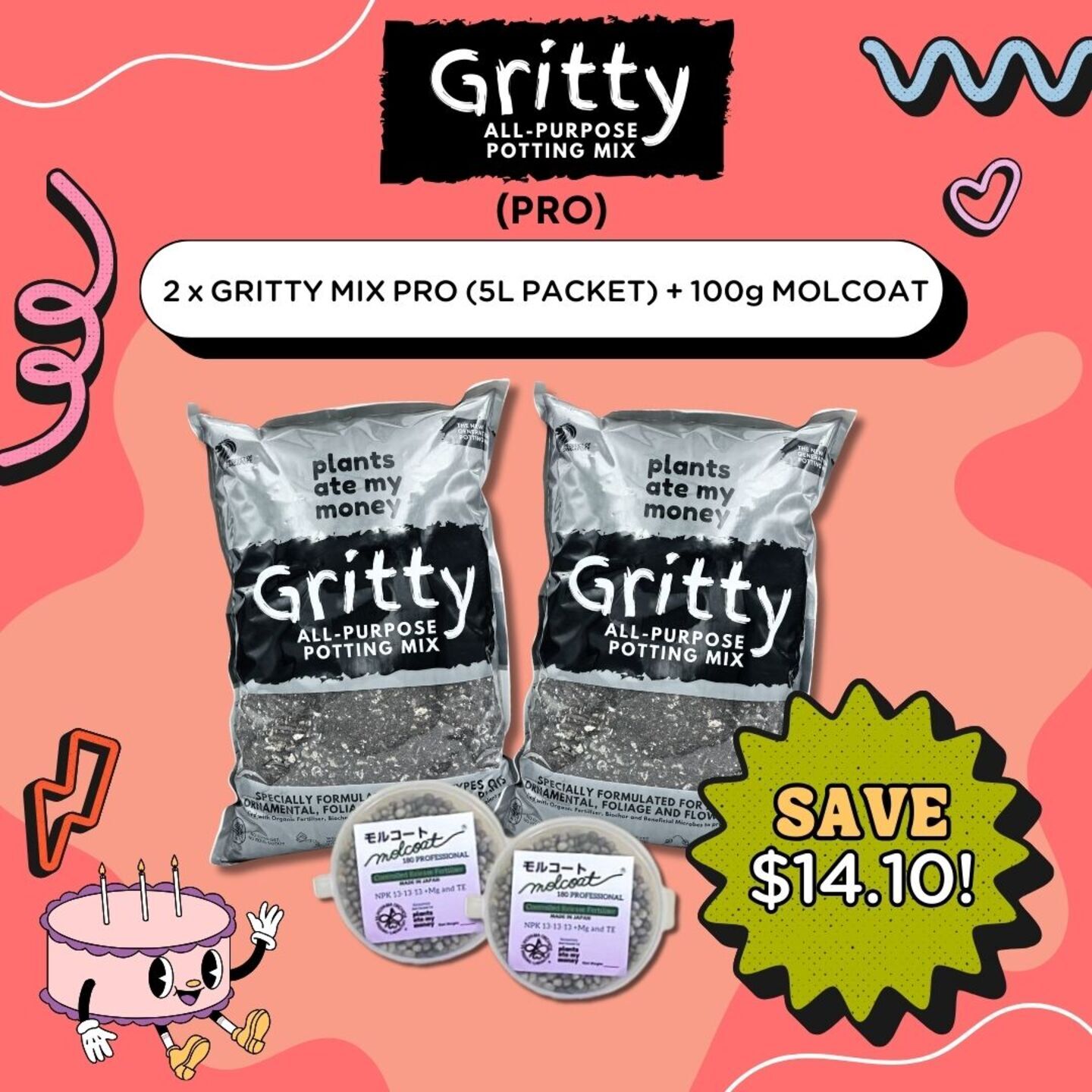 2 x GRITTY MIX PRO 5L PACKET + 100g MOLCOAT
