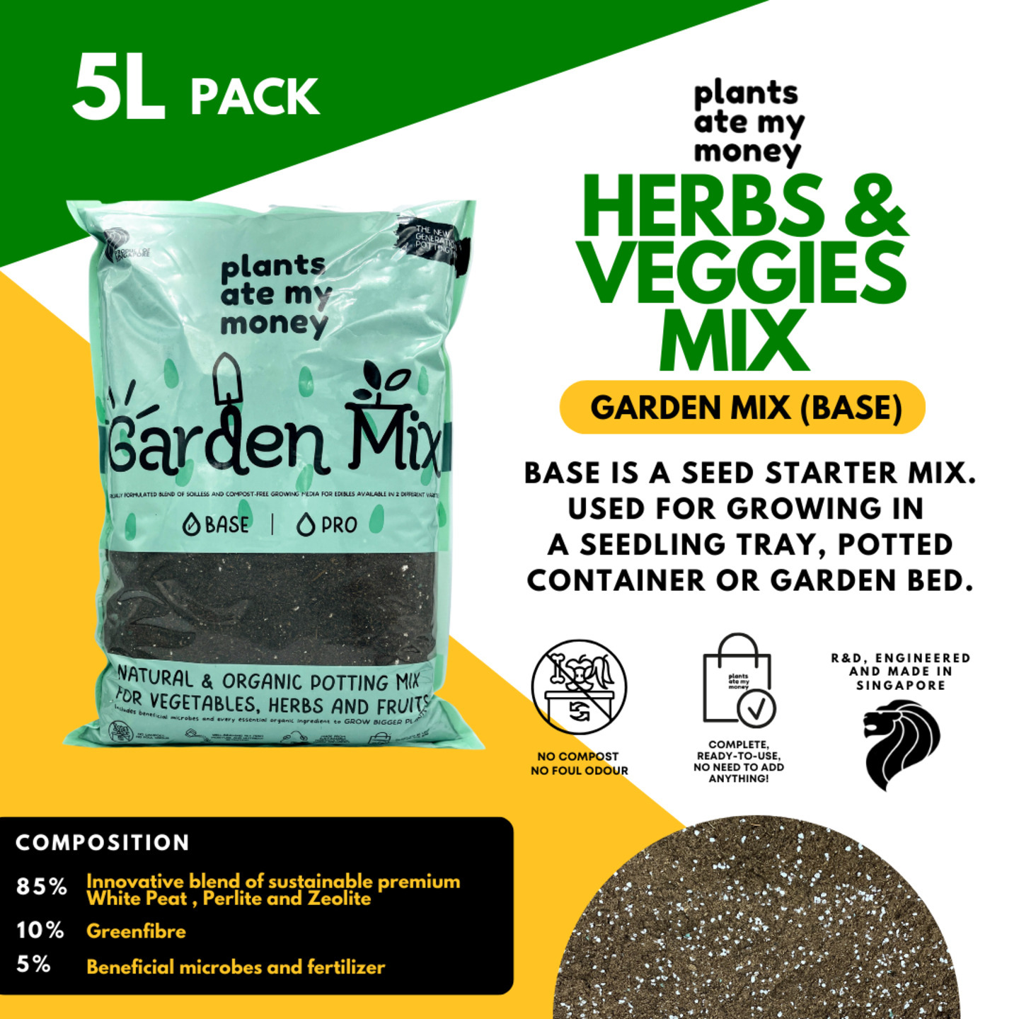 Garden Mix - Base 5L - Herb and Veggies Mix