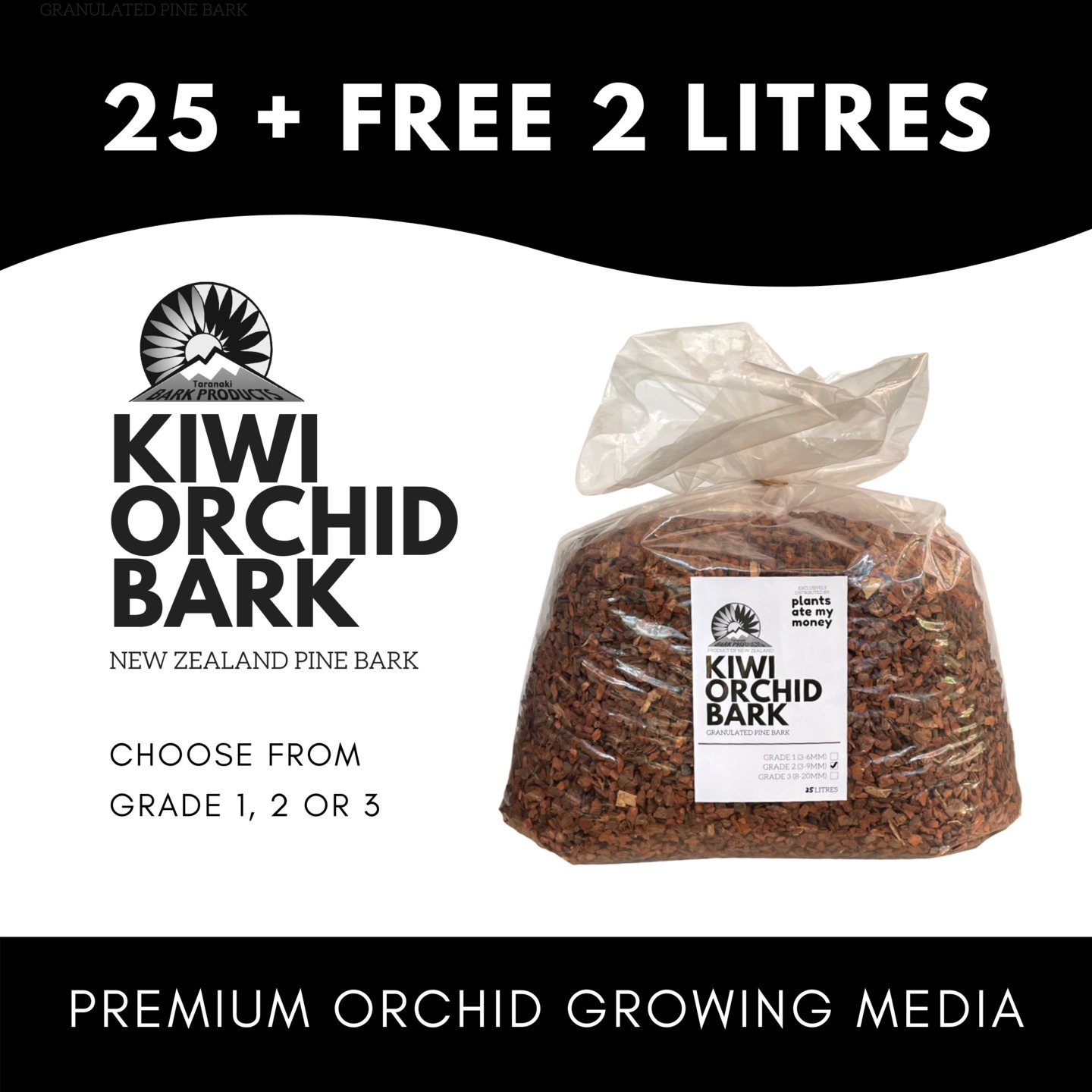 Kiwi Orchid Bark Grade 1 25L + 2L Free