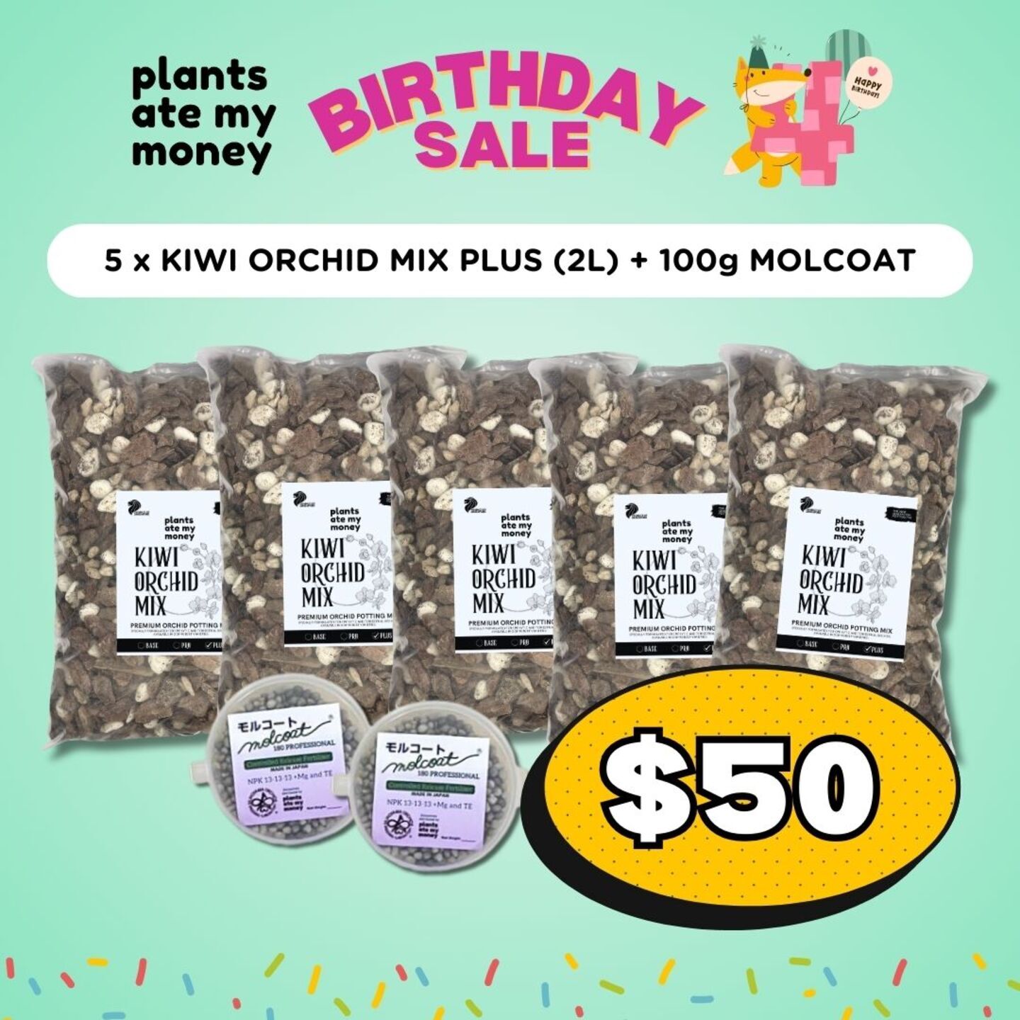 5 x KIWI ORCHID MIX PLUS 2L + 100g MOLCOAT