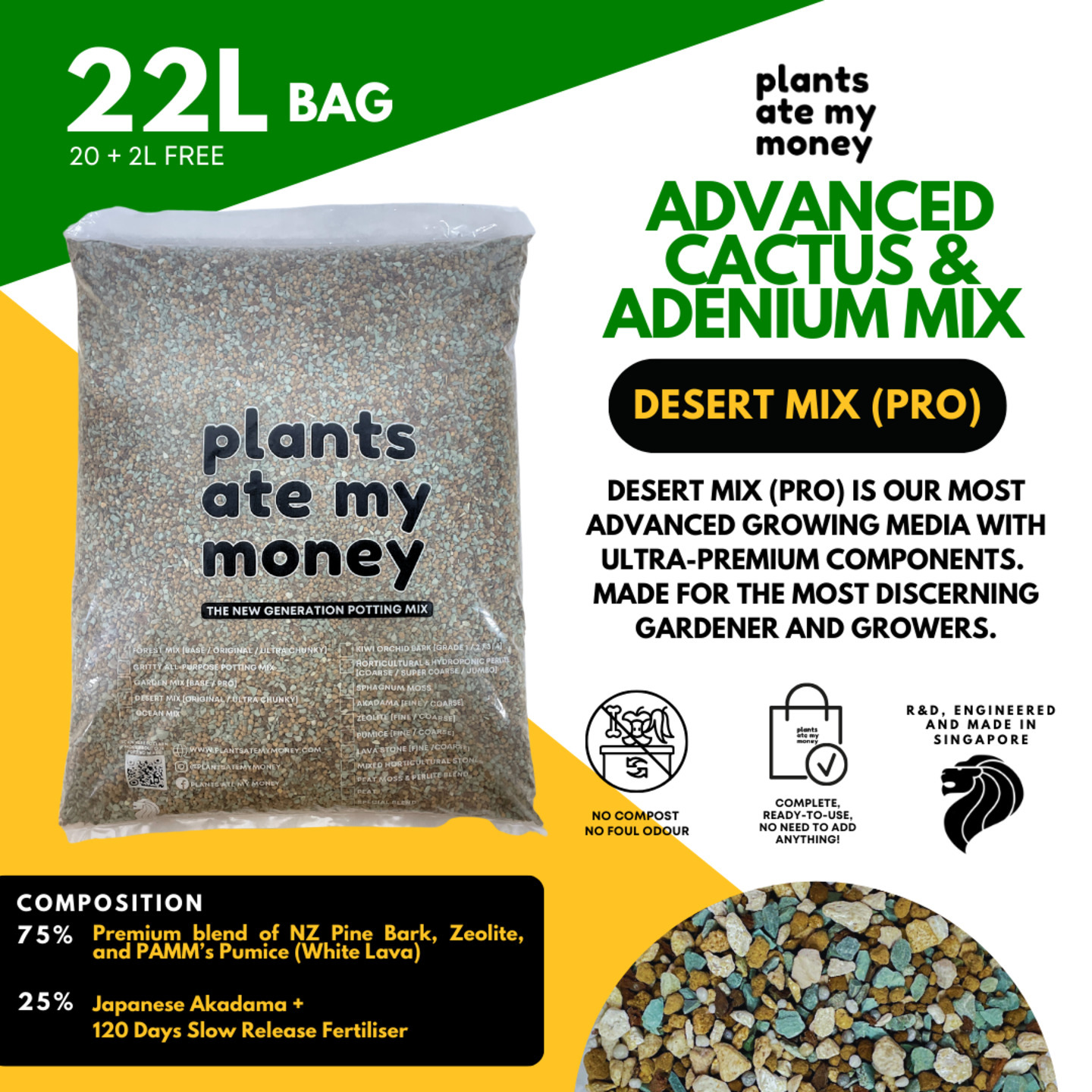 Desert Mix - Pro [22L] Advanced Cactus and Adenium Mix