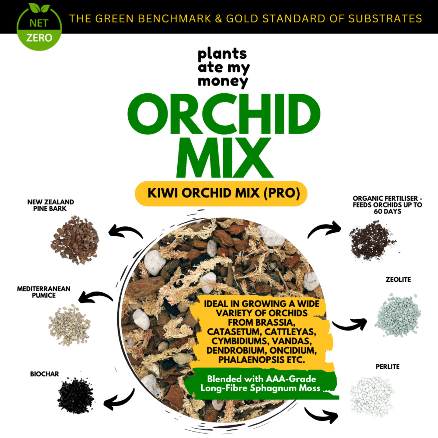 Kiwi Orchid Mix - Pro 6L - Premium Potting Mix made for Orchids, Cattleyas and Phalaenopsis