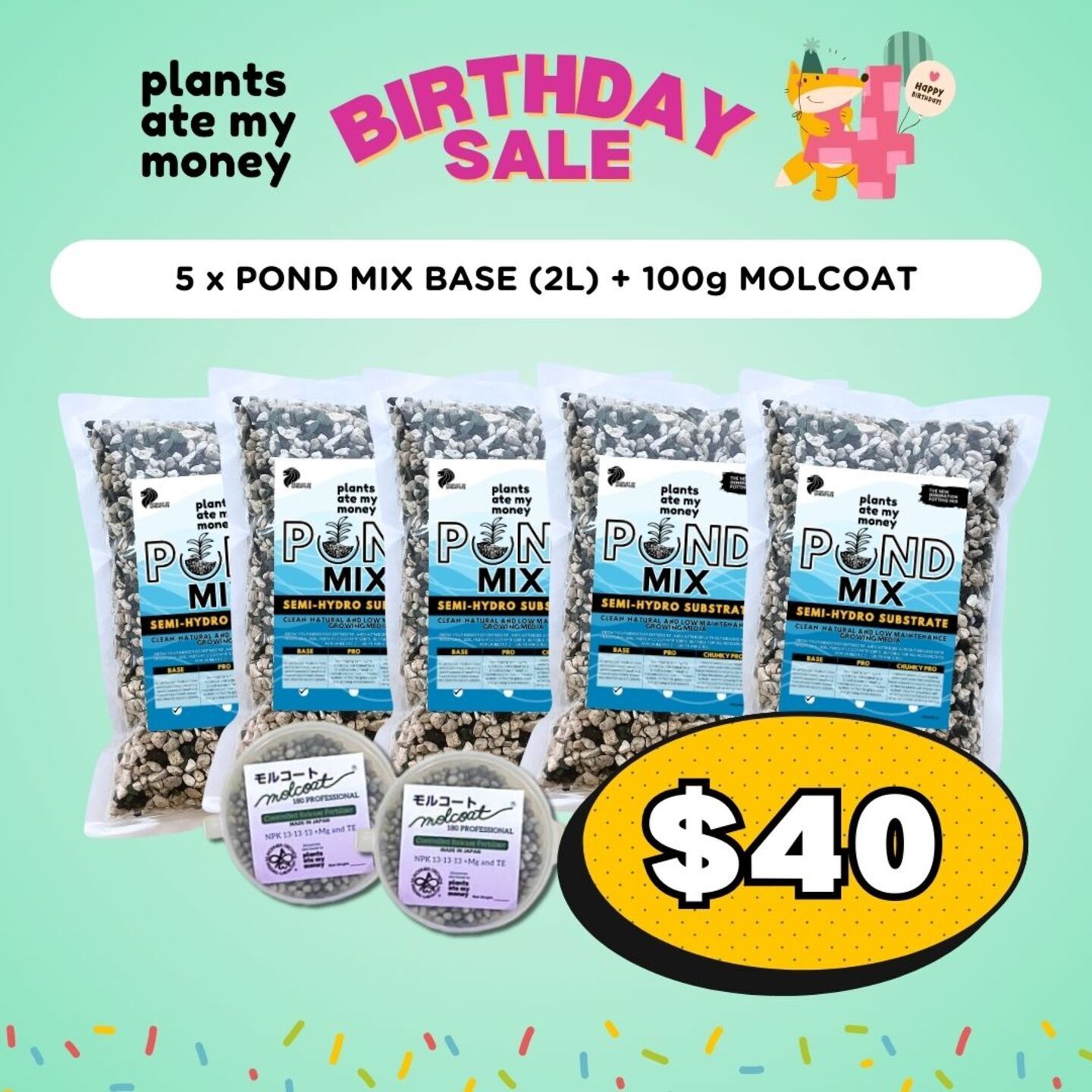 5 x POND MIX BASE 2L + 100g MOLCOAT