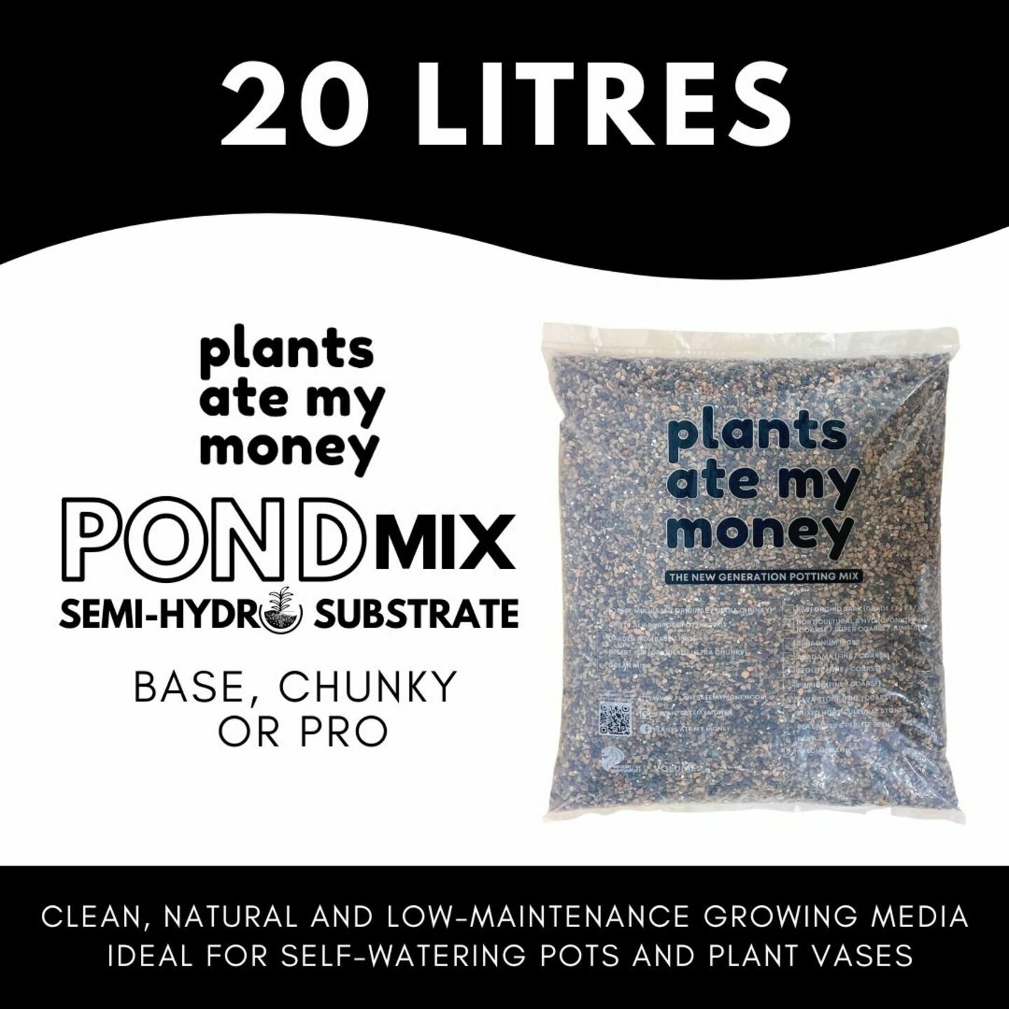 Pond Mix 20L BASE CHUNKY  PRO - Semi-Hydroponic Substrate