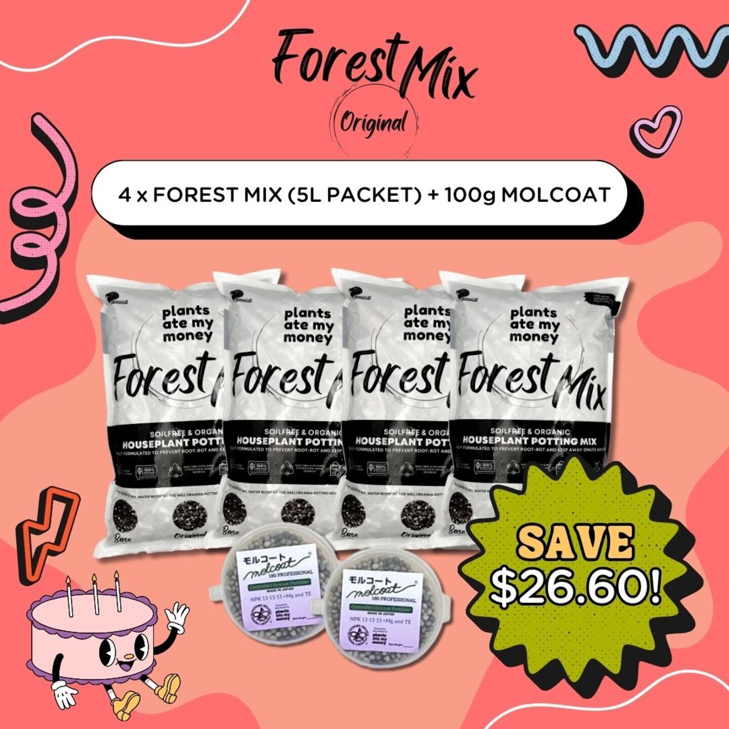 4 x FOREST MIX ORIGINAL 5L PACKET + 100g MOLCOAT