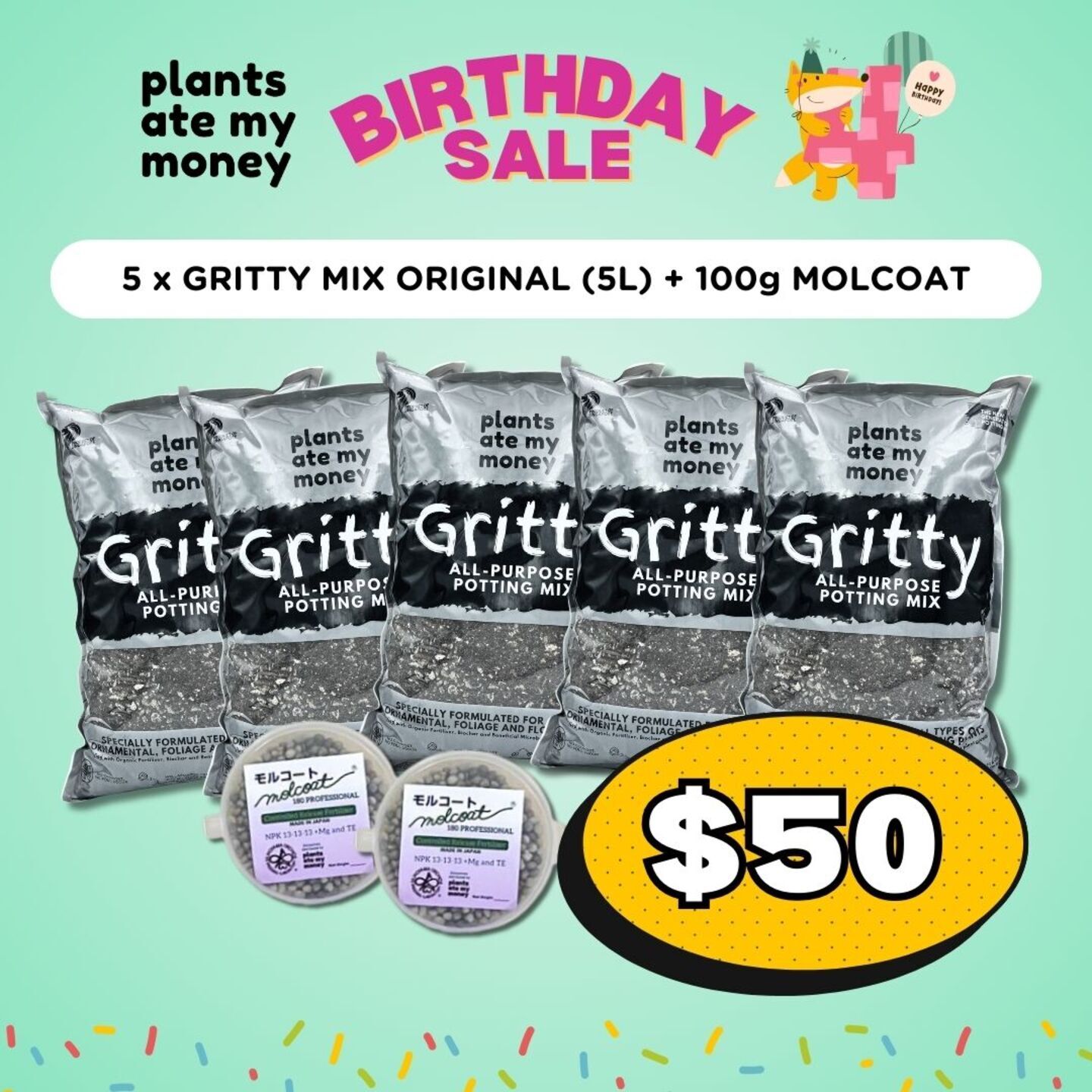 5 x GRITTY MIX ORIGINAL 5L + 100g MOLCOAT