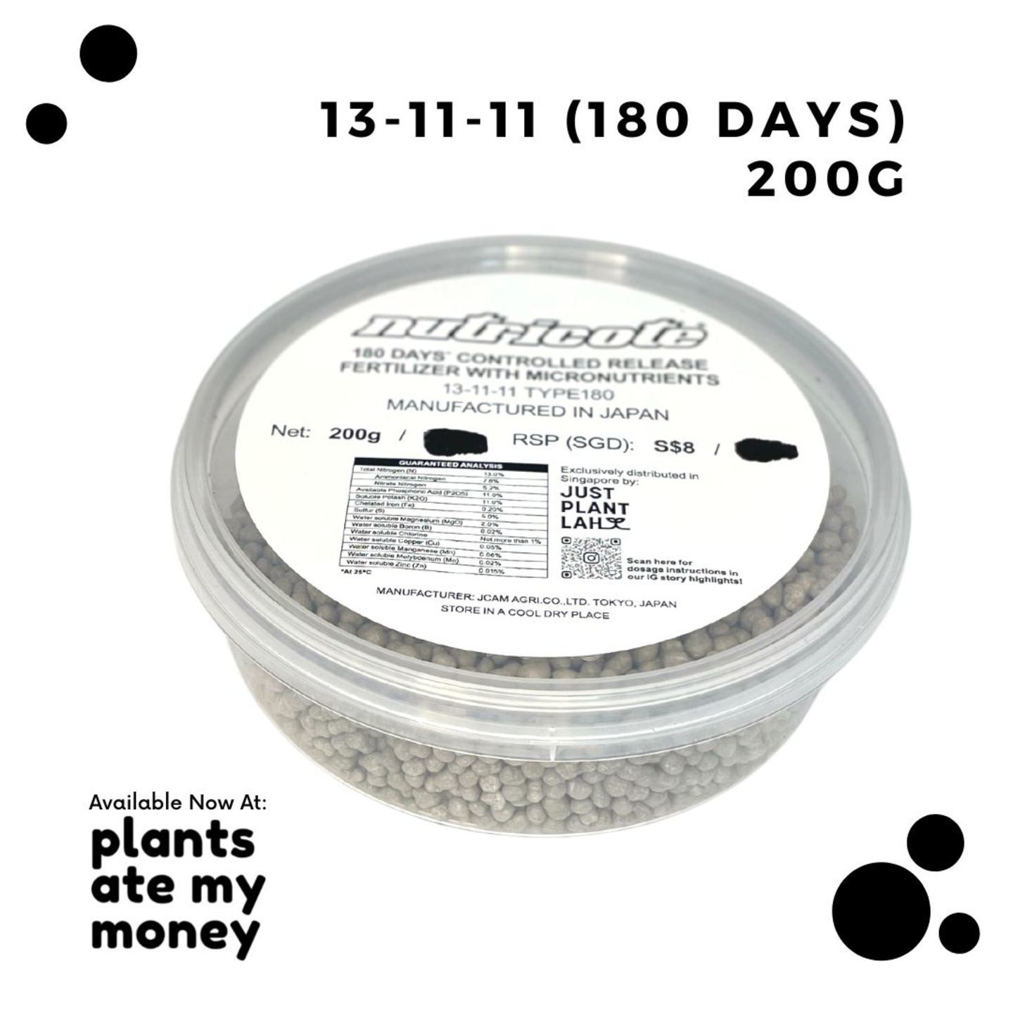 200g - 13-11-11 180 Days Nutricote Controlled Release Fertilizer with Micronutrients