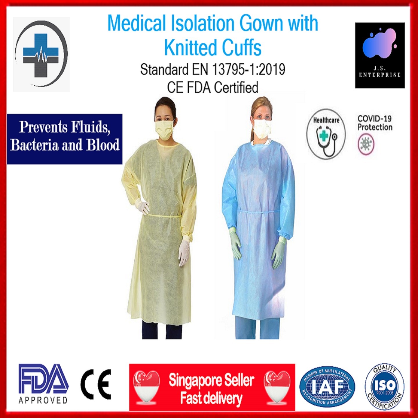 Medical Isolation Gown , 35gsm