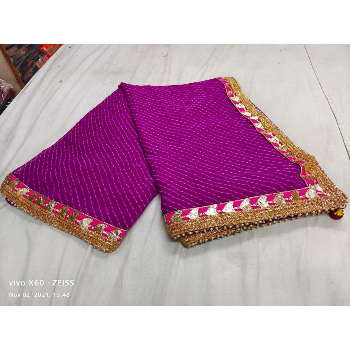 Traditional Leheriya Purple Georgette Saree