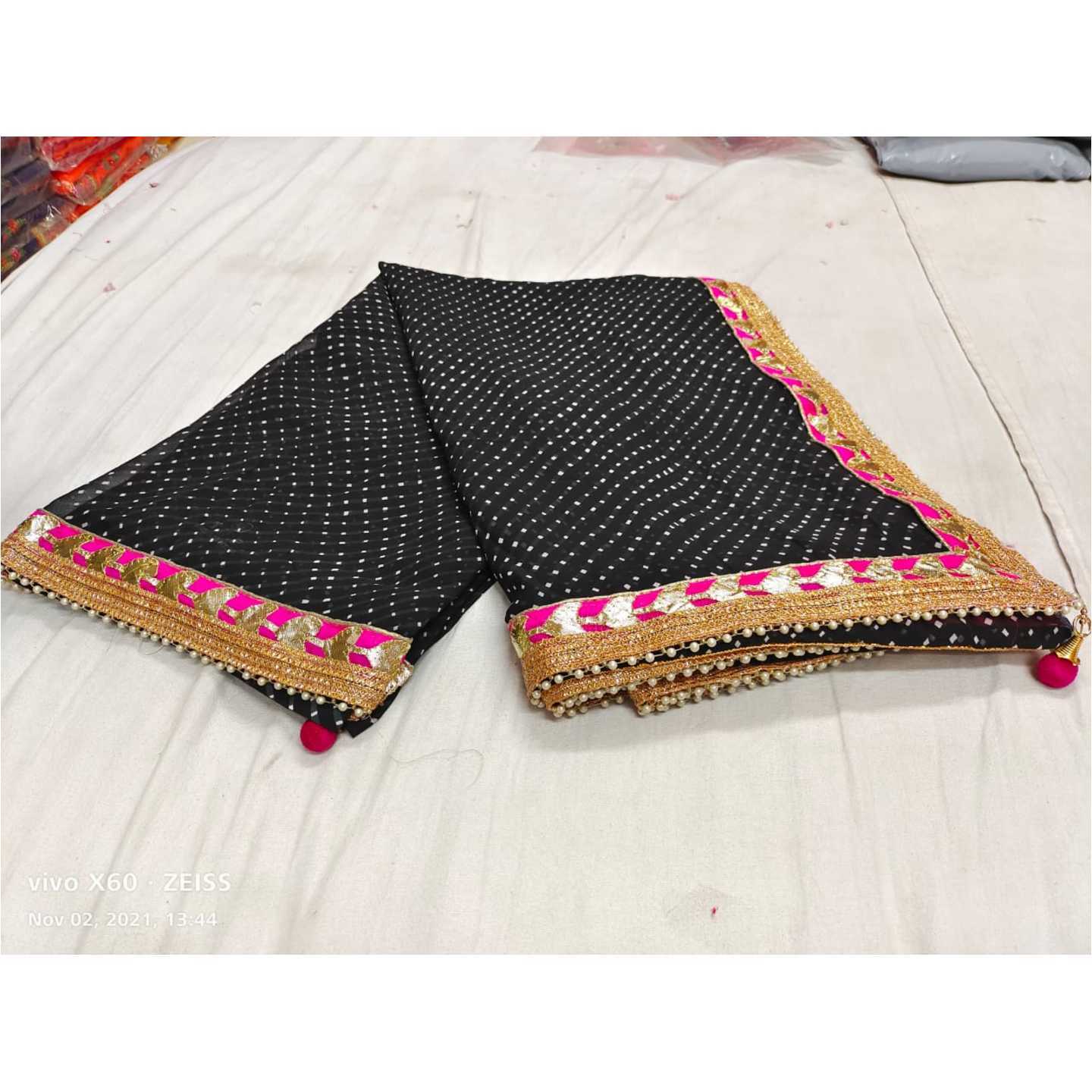 Traditional-Leheriya-Black-Georgette-Saree
