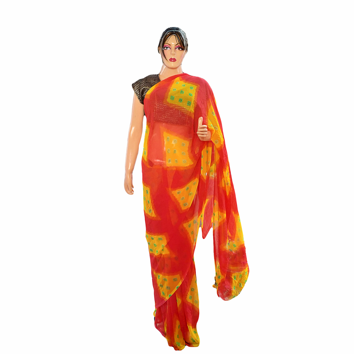 Rajasthani Jaipuri Shibori Georgette Multi Color Sari