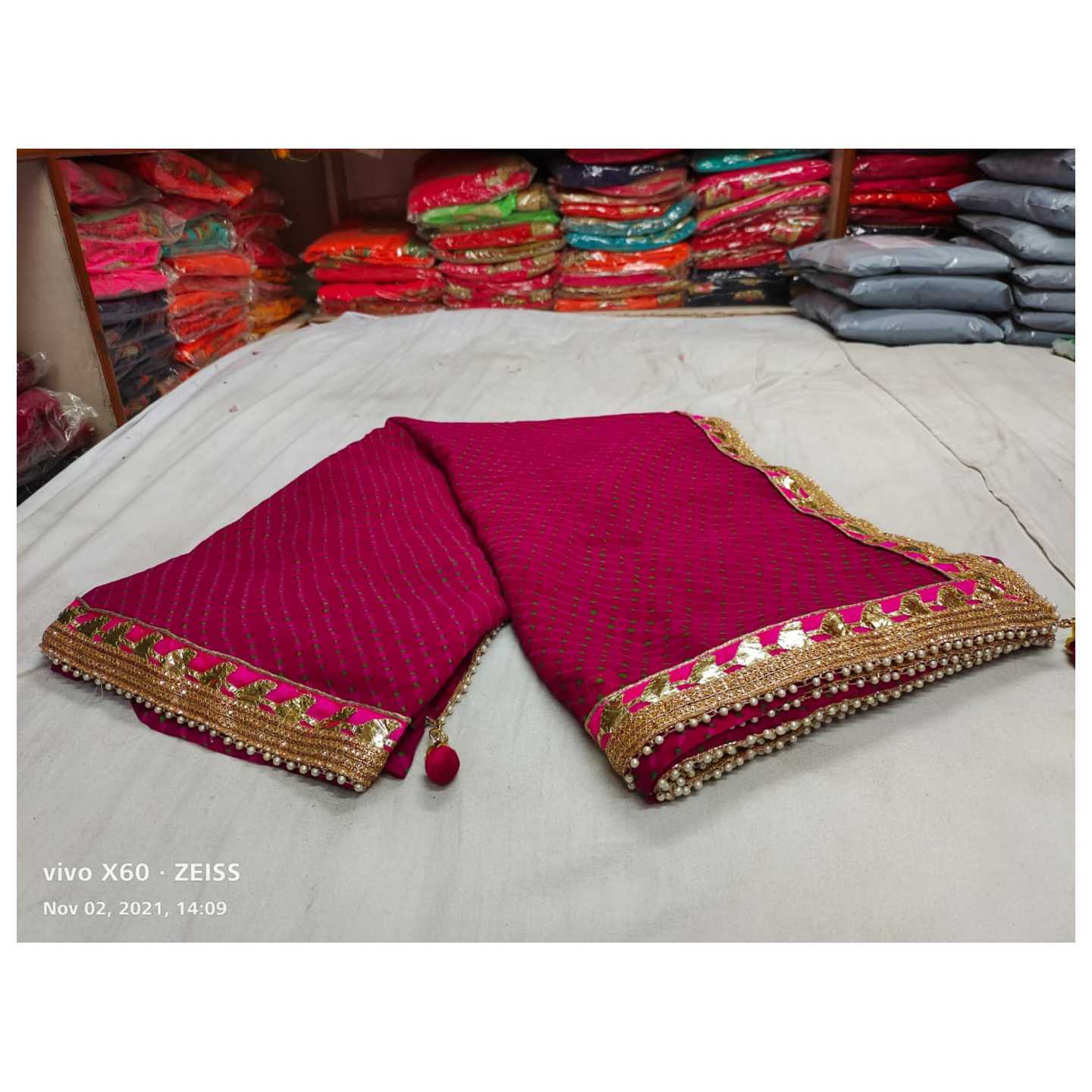 Traditional Leheriya Magenta Georgette Saree