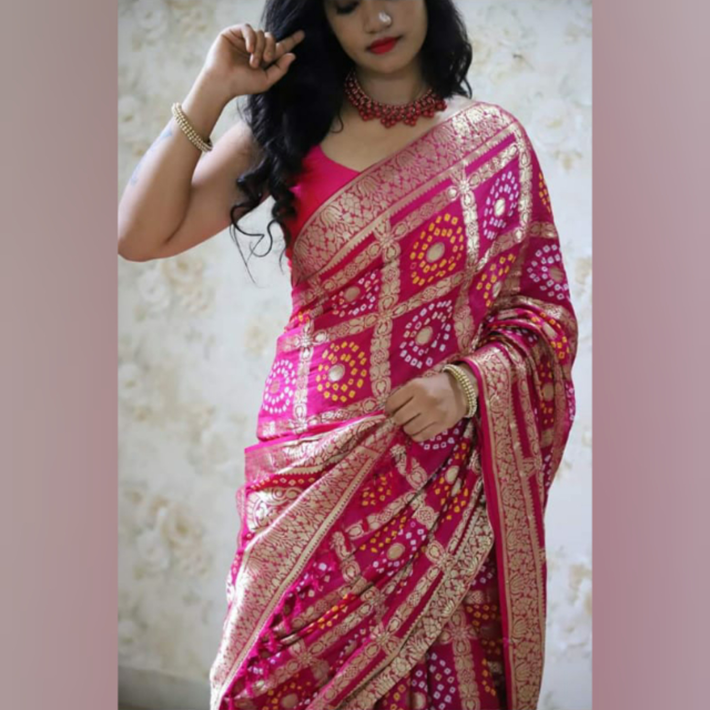Gharchola-Art-Silk-Bandhani-Saree-Pink-Color