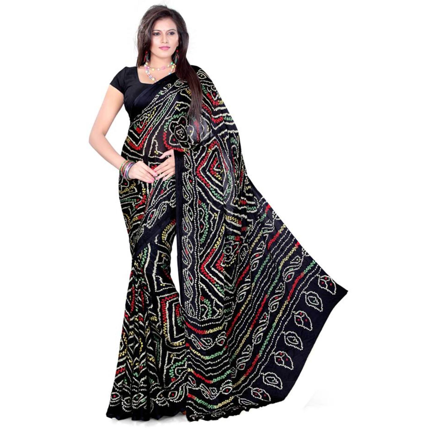 Rajasthani Traditional Moss Crepe Saree