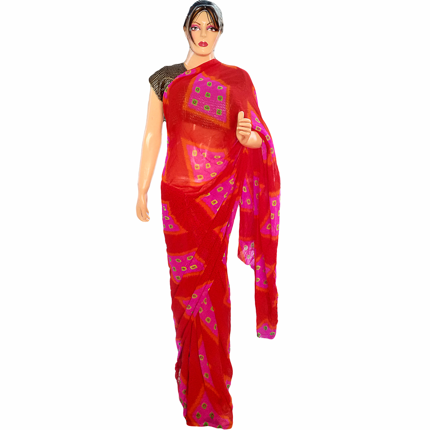 Rajasthani Jaipuri Shibori Georgette Multi Color Sari